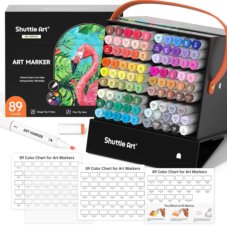 Shuttle Art 89 Colors Alcohol Markers, 88 Colors Dual Tip Art Marker Set Plus 1 Colorless Blender... | Amazon (US)