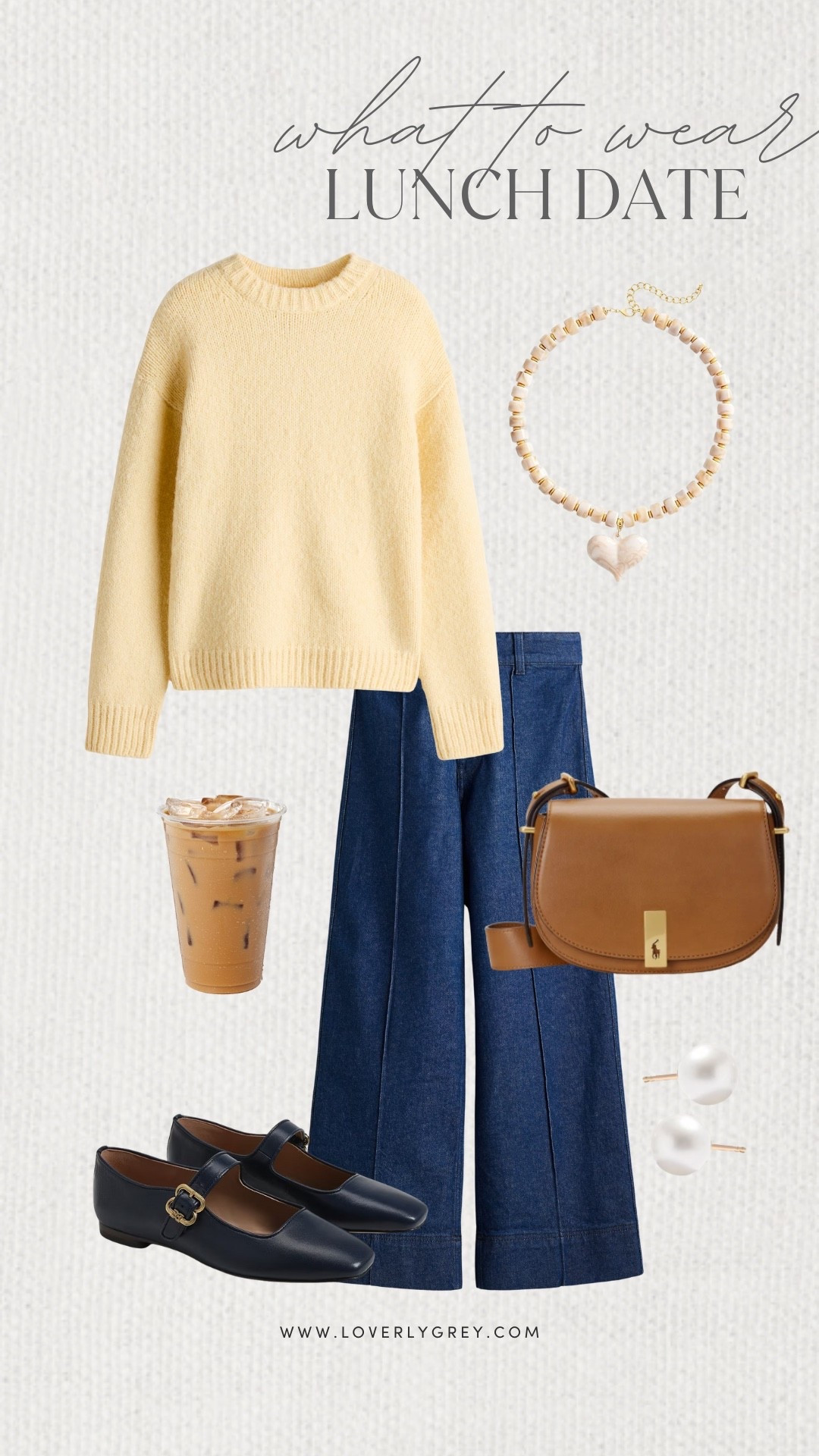 Loverly Grey, what to wear on a lunch date! I am loving this butter yellow sweater paired with dark wash denim jeans. I paired the look with a beaded statement necklace, polo purse, and Mary Jane flats. Loverly Grey, what to wear, brunch 

#LTKgrwm #LTKFindsUnder100 #LTKSeasonal