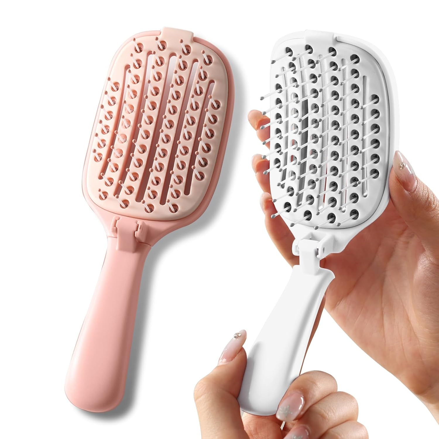 Travel Foldable Hair Brush,Self-cleaning Portable Pocket for Wet Dry Hair | Amazon (US)