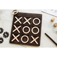 Tic Tac Toe Game Wood, For Kids, With Pieces, Set, Rustic Tic Toe, Wooden Board | Etsy (US)