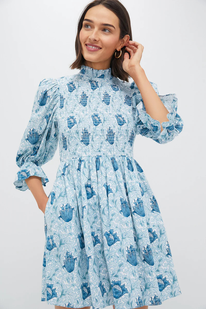 Teal Leafy Floral Smocked Larah Mini Dress | Tuckernuck (US)