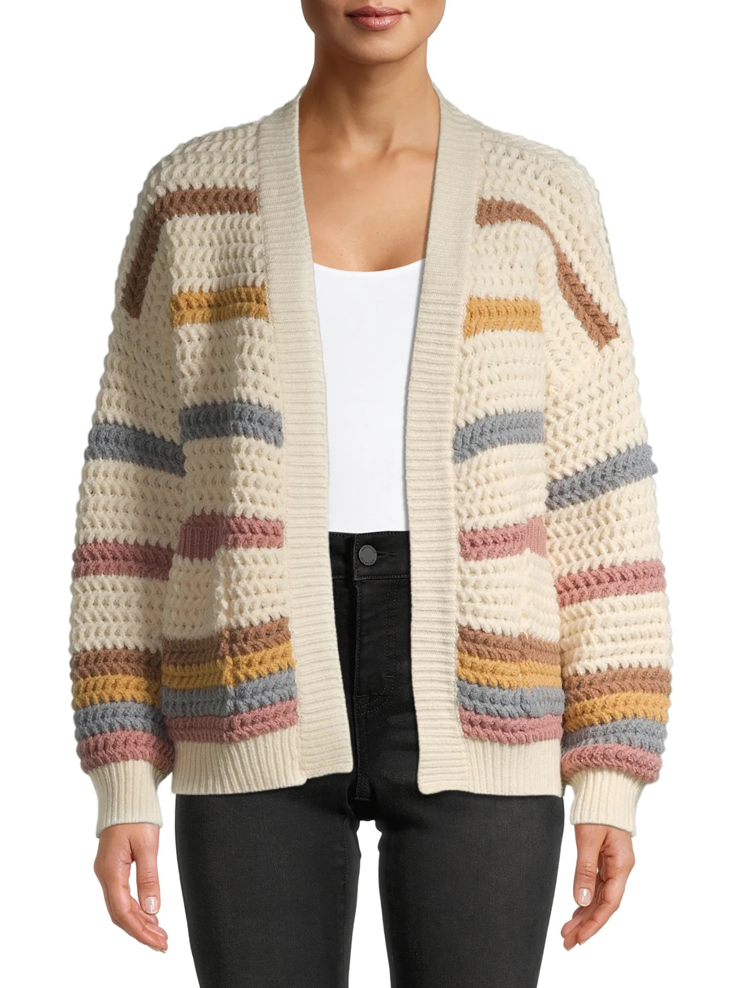 Dreamers by Debut Women's Rainbow Stripe Cardigan Sweater | Walmart (US)