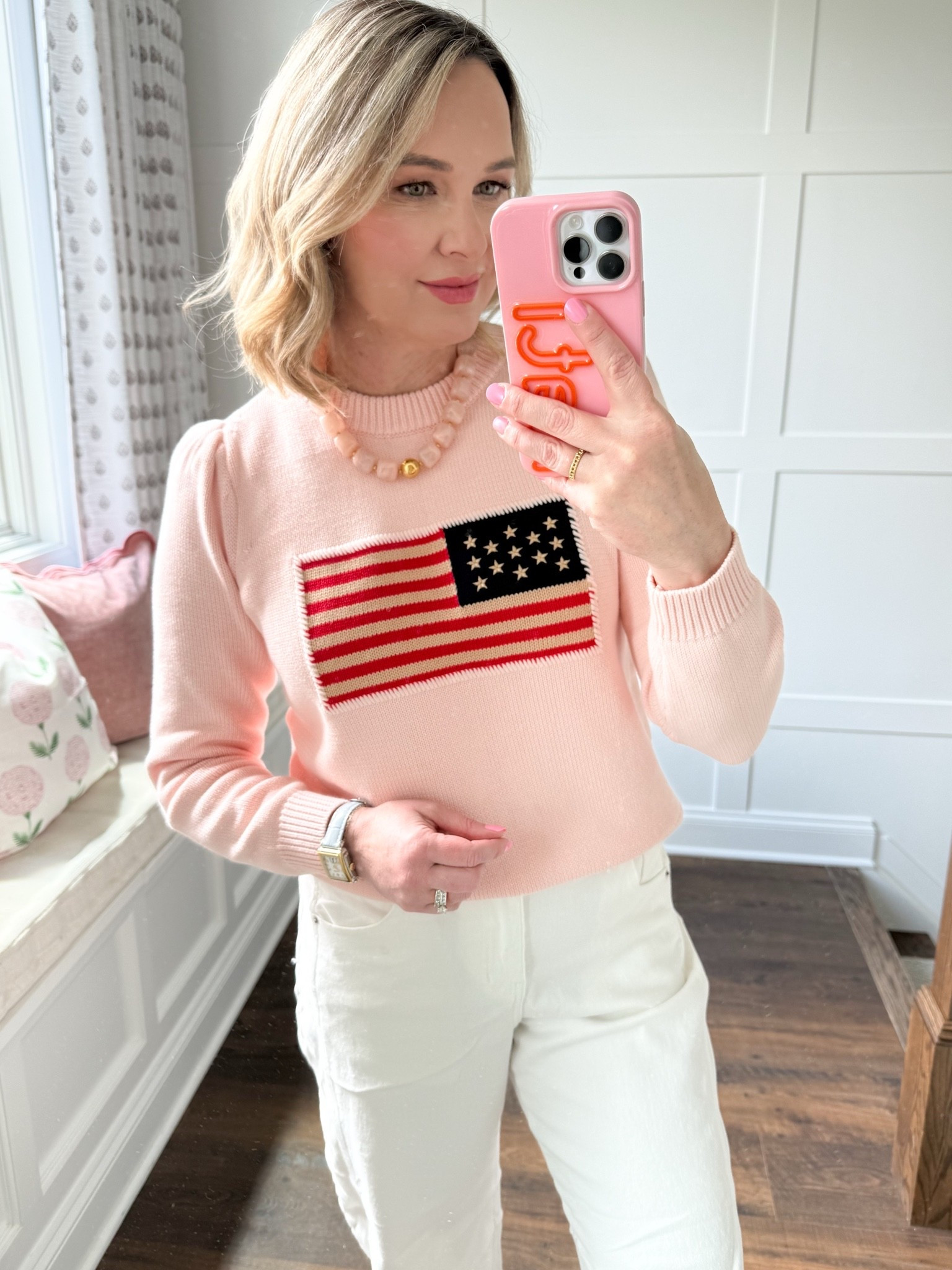 I’ve been waiting for this @Tuckernuck sweater to come back and it’s here! A little pricey but the quality is so good - I love the slight puff sleeve and the pastel pink color. Wearing size small for reference. My jeans are Amazon! If you’ve been wanting to try a barrel cut without breaking the bank, give this one a try. It’s a slight barrel, not too dramatic. The denim is super soft and has stretch. They’re so comfortable. I’m wearing a size medium but probably could’ve gone down to a small. Size down if in between sizes. My necklace is also from Amazon and looks like Anthro or Bauble Bar. Only $15 and tons of colors (this is the pink). I’ve been getting tons of compliments on my jelly shoes. Linking them from two retailers. The soles are super cushy and feel like memory foam. They are so comfortable. Run TTS.

#LTKootd #LTKOver40