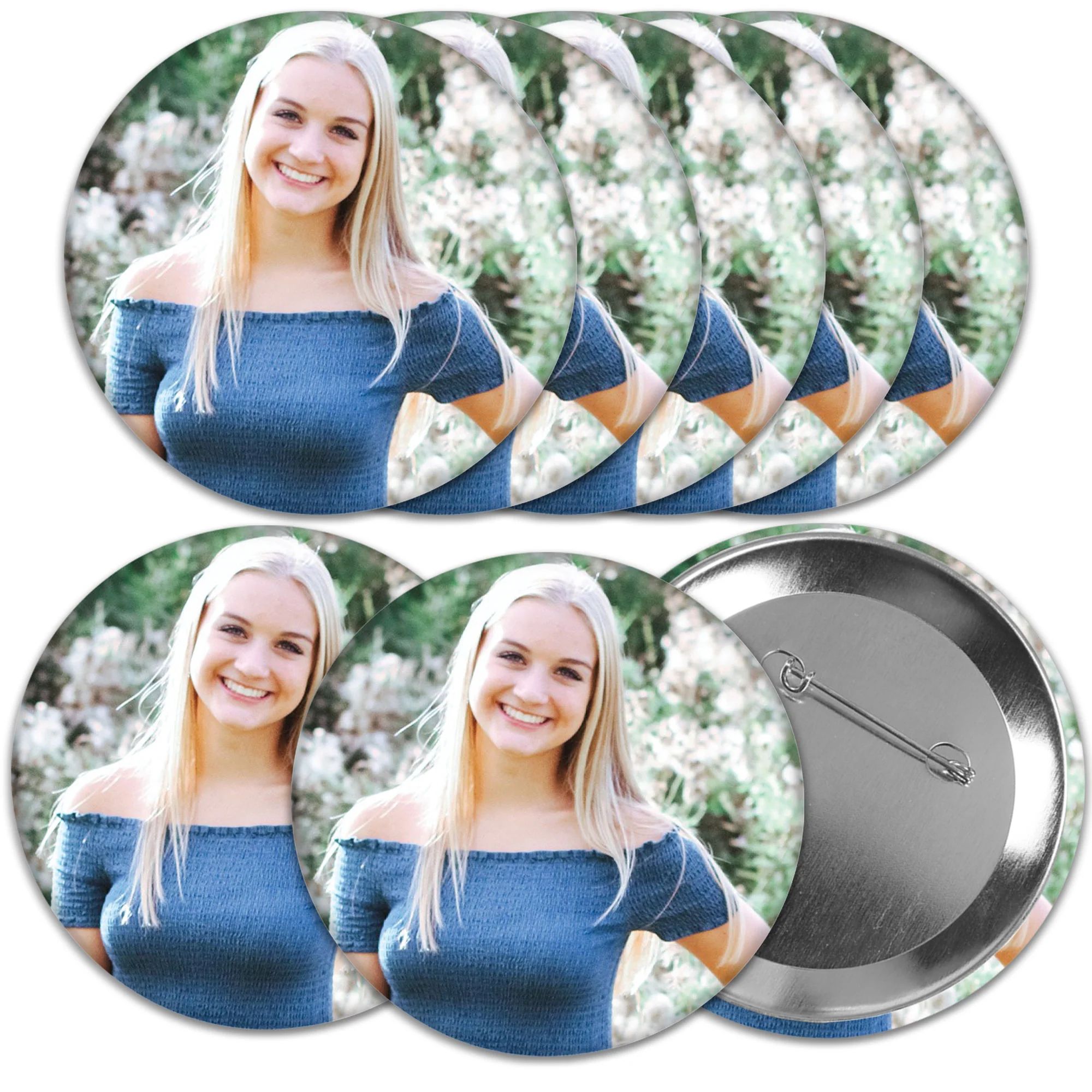 Custom Picture - 3 inch Pinback Photo Buttons - Set of 8 | Big Dot of Happiness