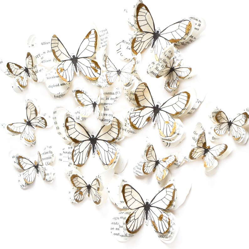 White and Gold Paper Butterflies for Baby Girl Nursery Wall Art, Enchanted Forest Theme Party and... | Etsy (US)