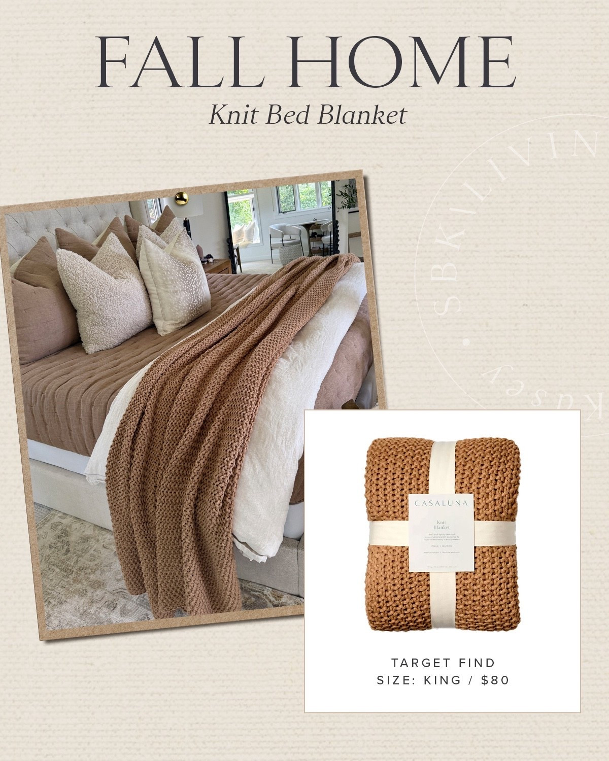 Fall bed favorite! Brown knit blanket draped on the end of my bed🤎 under $100!!

Target
Home
Bedroom
Bedding
Decor 

#LTKSeasonal #LTKHome #LTKFindsUnder100