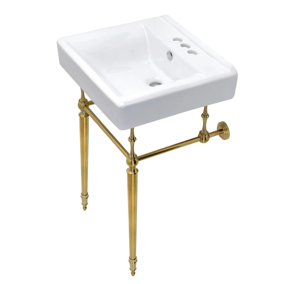 Kingston Brass Edwardian 20-Inch Porcelain Console Sink with Brass Legs (4-Inch, 3-Hole) KVPB2018... | Wayfair North America