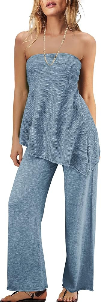 Panadila Womens Off Shoulder Sweater Set 2 Piece Outfits Summer Vacation Knit Matching Lounge Set... | Amazon (US)