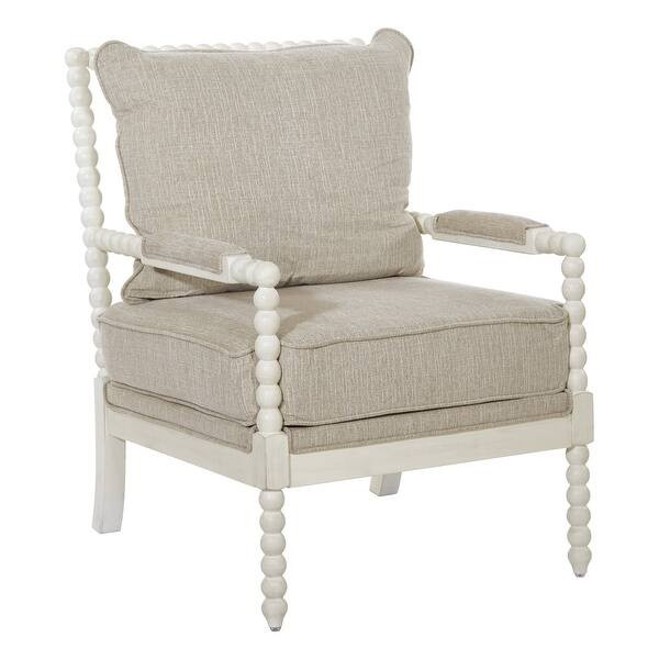 Kaylee Spindle Chair in Fabric with White Frame - Linen / Antique White | Bed Bath & Beyond