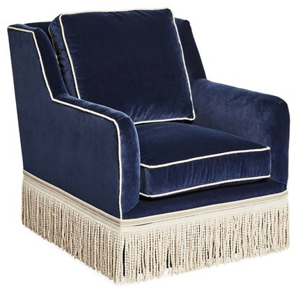 Portsmouth Swivel Chair, Navy Velvet | One Kings Lane