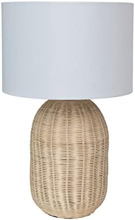Creative Co-Op DF6530SET Woven Rattan Linen Shade, White and Natural, Set of 2 Table Lamp, 14" L ... | Amazon (US)