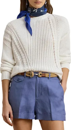Pointelle & Cable Detail Cotton Sweater | Nordstrom