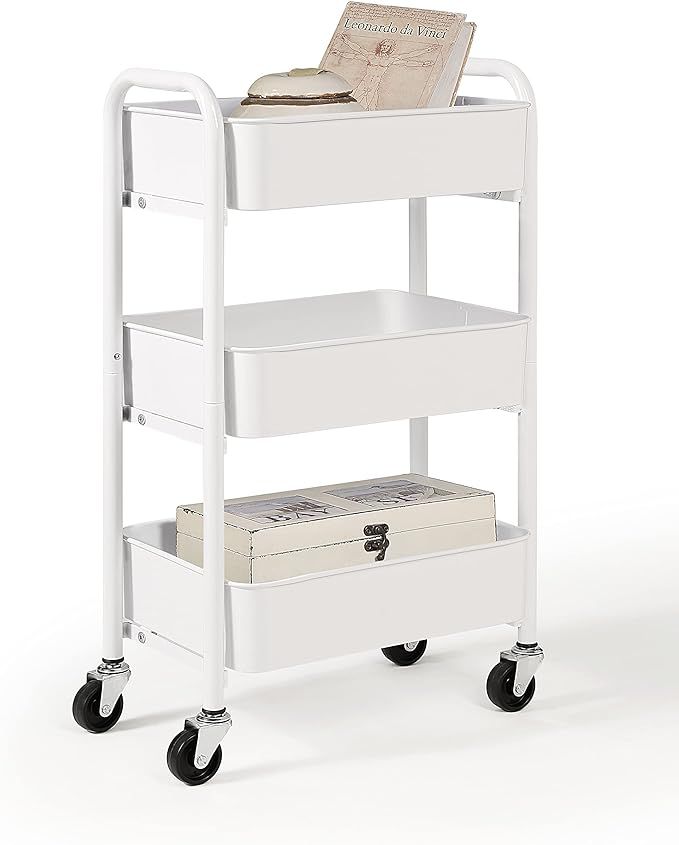 SunnyPoint 3-Tier Delicate Compact Rolling Metal Storage Organizer - Mobile Utility Cart Kitchen/... | Amazon (US)