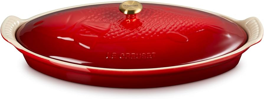 Le Creuset Stoneware Heritage Fish Baker, 1.7 qt., Cerise | Amazon (US)