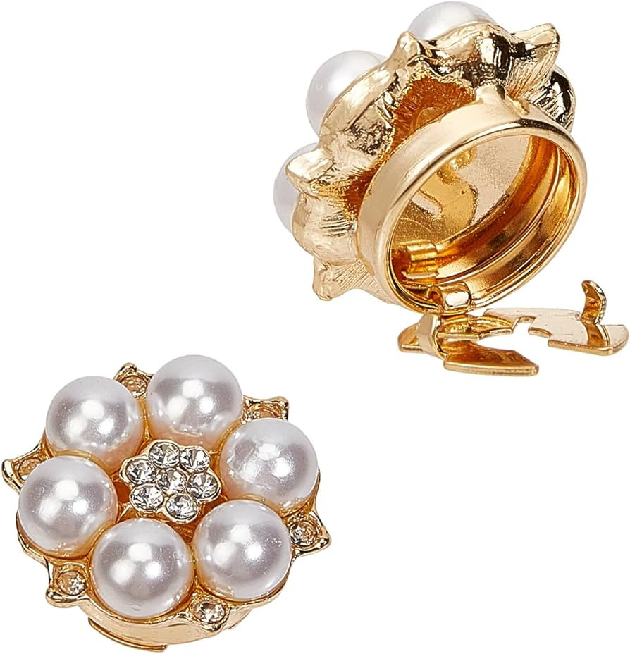 NICENEEDED Knopfabdeckungen Mit Kunstperlen Und Strasssteinen 2 Stück Ärmelknöpfe Mit Kristall... | Amazon (DE)