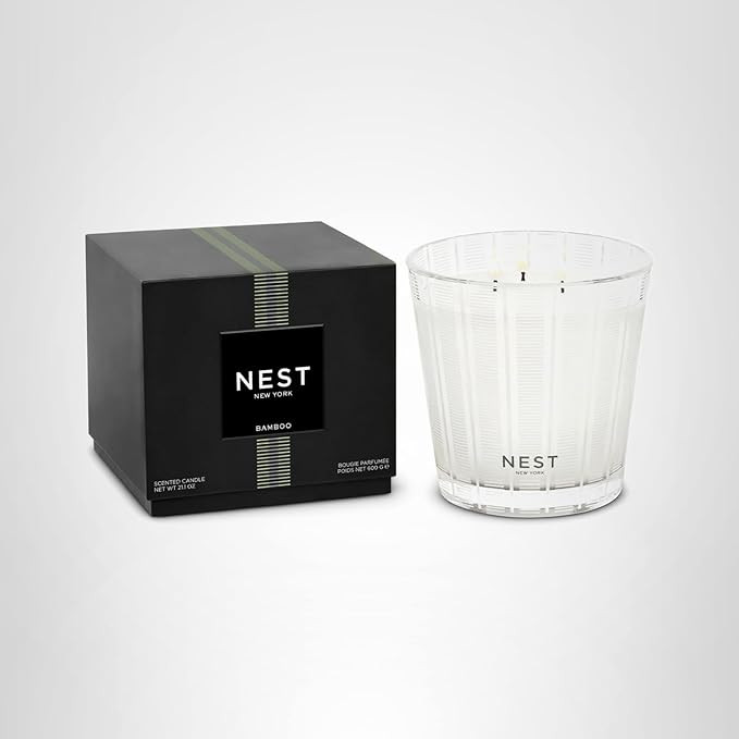 NEST New York Scented 3-Wick Candle, Bamboo - 21.2 oz - Up to 100-Hour Burn Time - Reusable Glass... | Amazon (US)