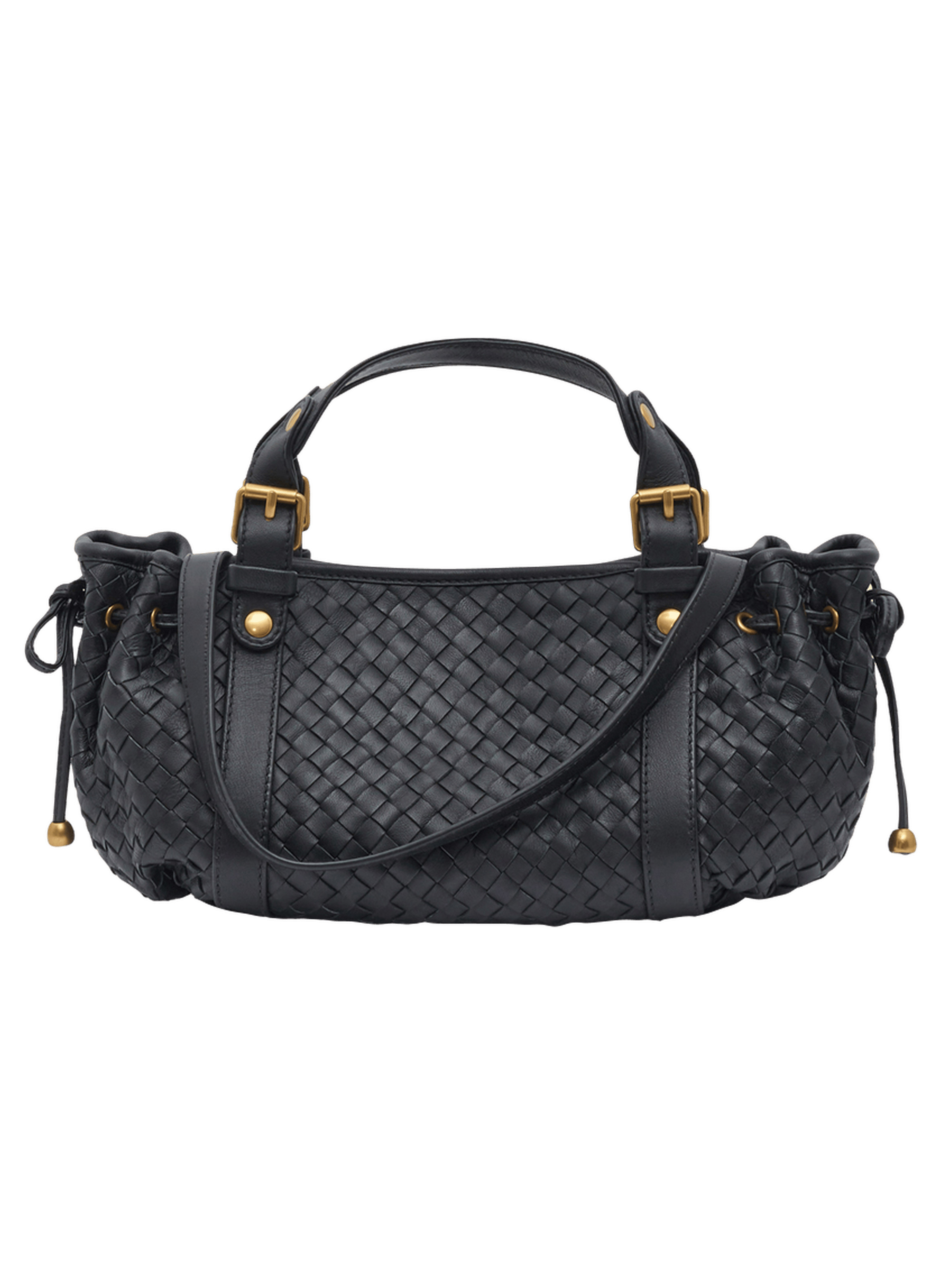 Mini sac à main en cuir tressé – 12h | Noir | Printemps.com (FR & UK)