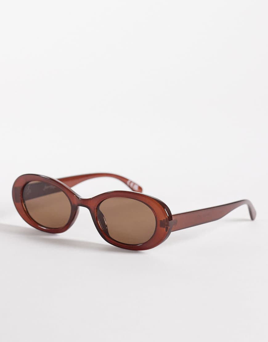 Jeepers Peepers chunky oval sunglasses in dark red with brown lens | ASOS (Global)