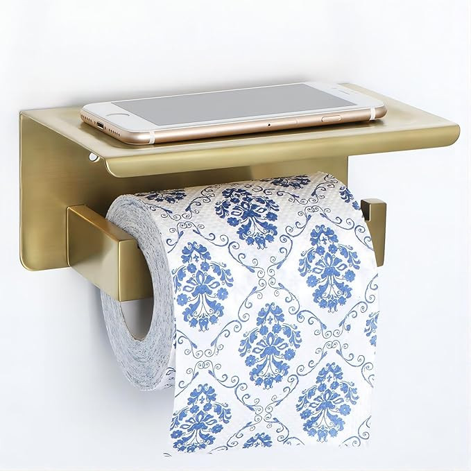 Alise Toilet Paper Holder,Bathroom Tissue Holder with Shelf,SUS304 Stainless Steel Toilet Paper R... | Amazon (US)