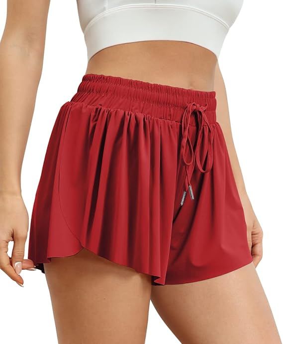 AUTOMET Women‘s 2 in 1 Flowy Running Shorts Casual Summer Athletic Shorts | Amazon (US)