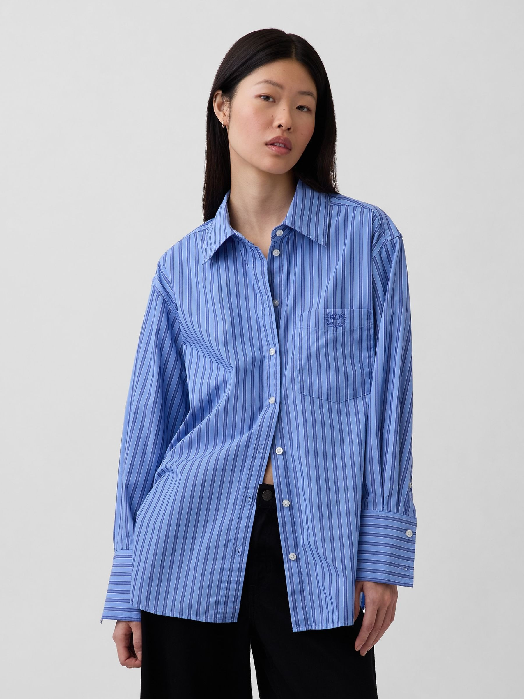 Blue Stripe Cotton Poplin Big Shirt | Gap | GAP UK