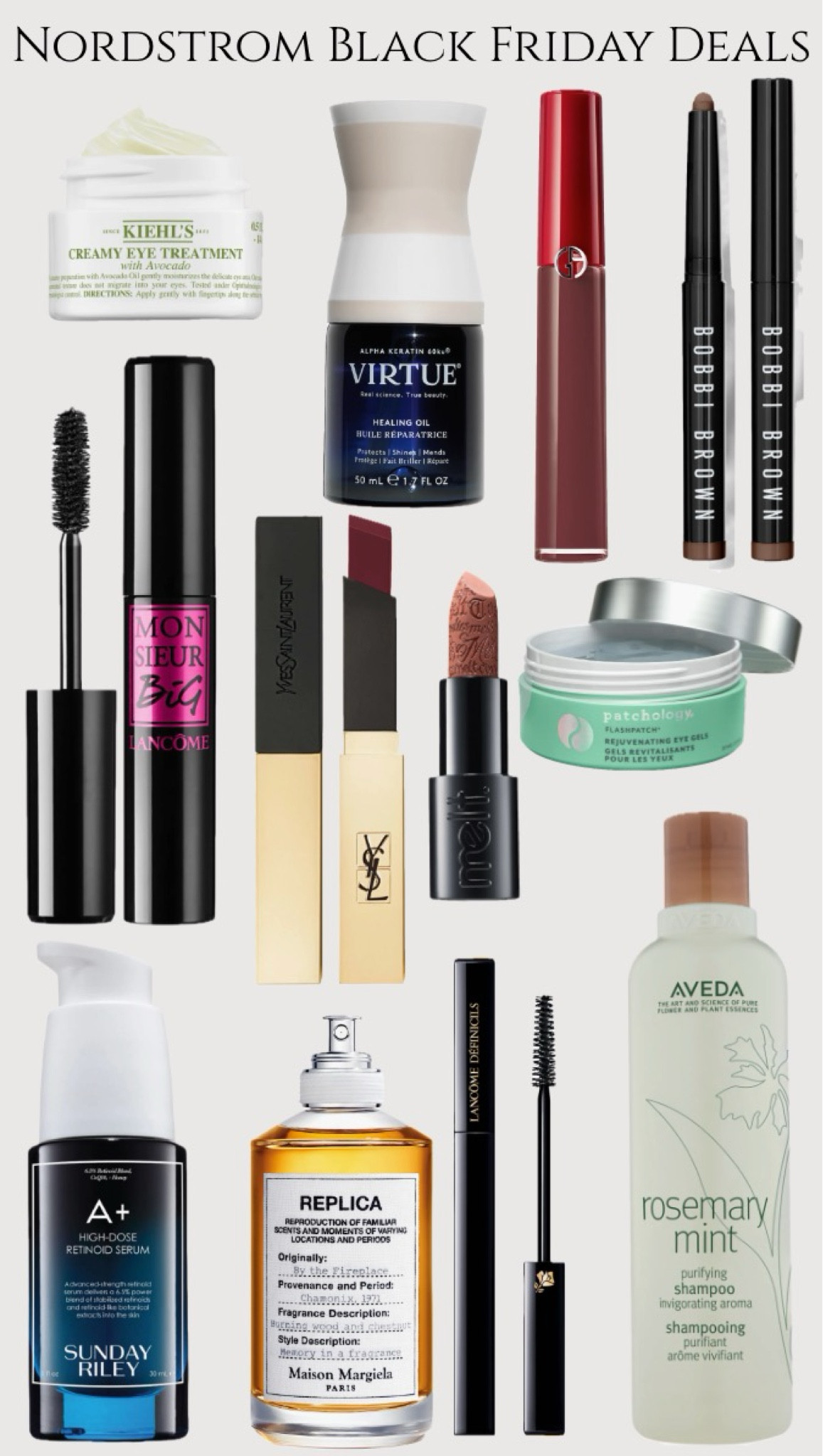 Huge Nordstrom Black Friday Sale! Rounded up some of the best beauty picks for you! …………. nordstrom sale picks, best nordstrom sale items, kiehls creamy eye treatment, kiehls sale, best eye cream, virtue sale, virtue healing oil, Giorgio Armani lipstick sale, Bobbi brown cream eyeshadow sale, fall makeup trends, fall beauty trends, best cream eyeshadow, patchlogy eye gels sale, melt lipstick melt cosmetics lipstick, YSL lipstick sale, aveda shampoo, purifying shampoo, lancome mascara sale, replica by the fireplace fragrance sale, replica frangrance sale, gifts for moms gifts for mother in law gifts for friends gifts for wife, beauty gift ideas, gift ideas under $50, gift ideas under $100, gift ideas from nordstrom, Sunday Riley A+ retinoid serum sale, Sunday riley sale, lancome monsieur big mascara sale, beauty sale, best mascara, luxury cosmetics sale, high end cosmetics sale, high end skincare sale, prestige skincare sale, best skincare under $50, best moisturizer matte lipstick liquid matte lipstick 

#LTKbeauty #LTKGiftGuide #LTKCyberWeek