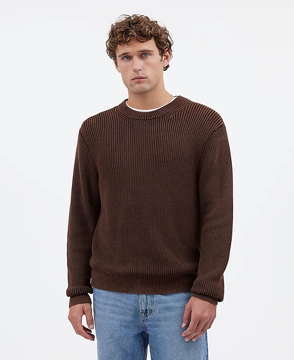 Cotton Shaker Stitch Crewneck Sweater | Madewell | Madewell