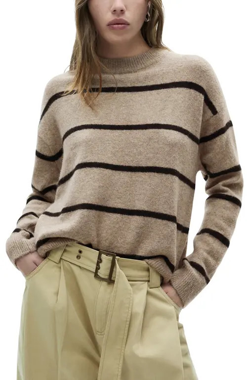 MANGO Marina Striped Sweater in Medium Brown at Nordstrom | Nordstrom