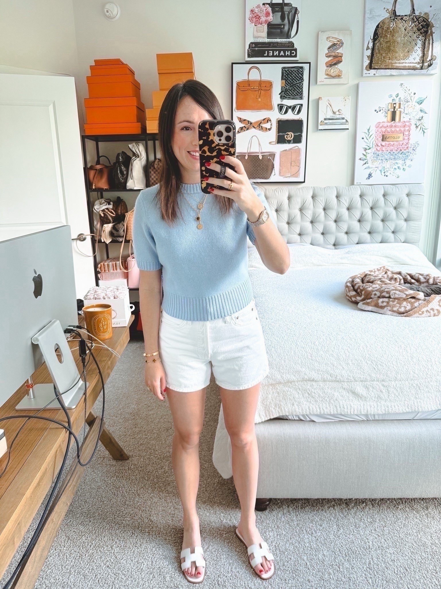 Blue short sleeve sweater (xs) with white shorts (25)



#LTKootd #LTKFindsUnder100 #LTKStyleTip