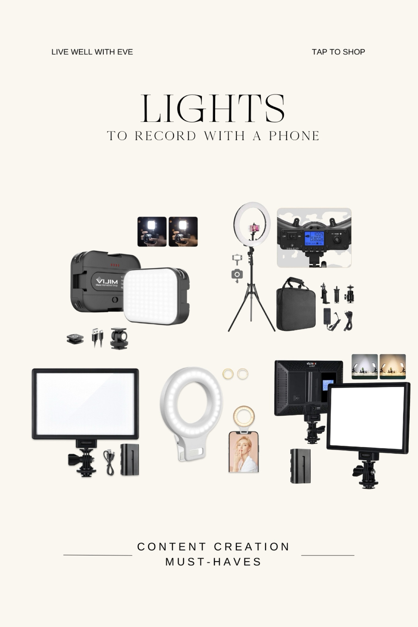 My favorite products to create content 📸 Mis productos favoritos para crear contenido 

#LTK #LTKvideo content, content creation, content creator, lights 