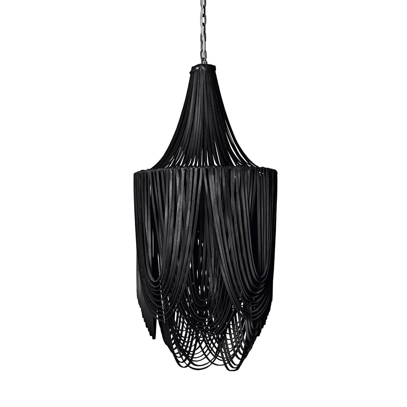 Small Leather Fringe Chandelier w/ Crown | Perigold
