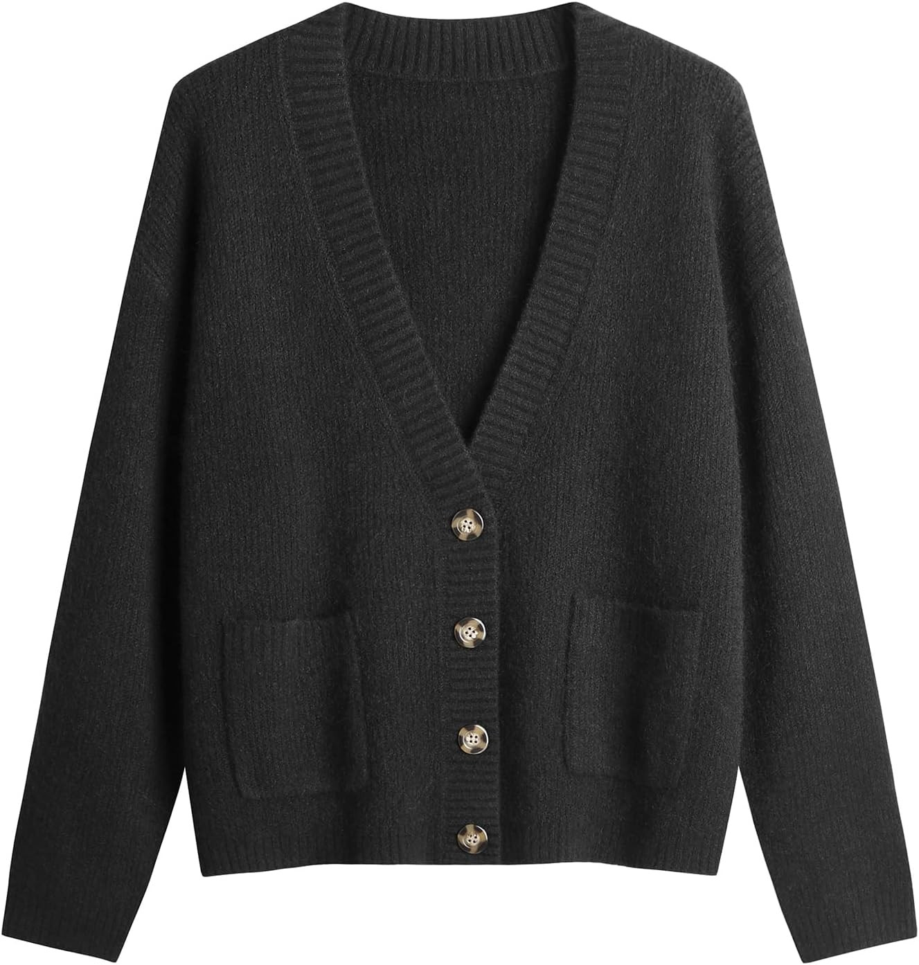 Women's Knit Cardigans Open Front Long Sleeve V Neck Button Down Loose Cardigan Sweaters Cable Knit Outwear Coats | Amazon (US)