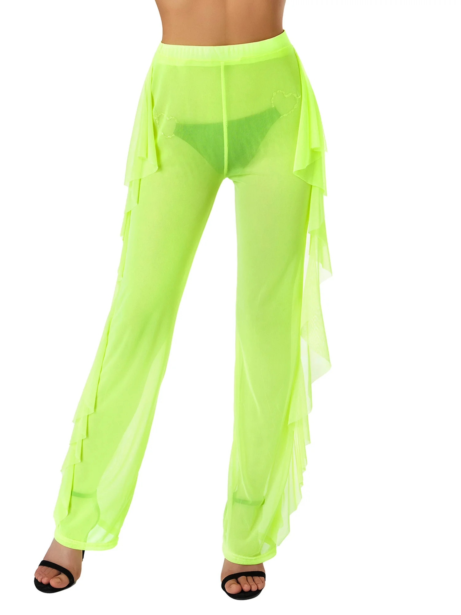 LSFYSZD Women Beach Garment, Mesh Sheer Bikini Cover Up Swimwear, Transparent Long Pant Trousers | Walmart (US)