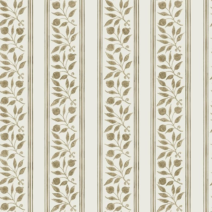 NuWallpaper x Morris & Co. Rosehip Stripe Flax Peel and Stick Wallpaper, MCS6611 | Amazon (US)