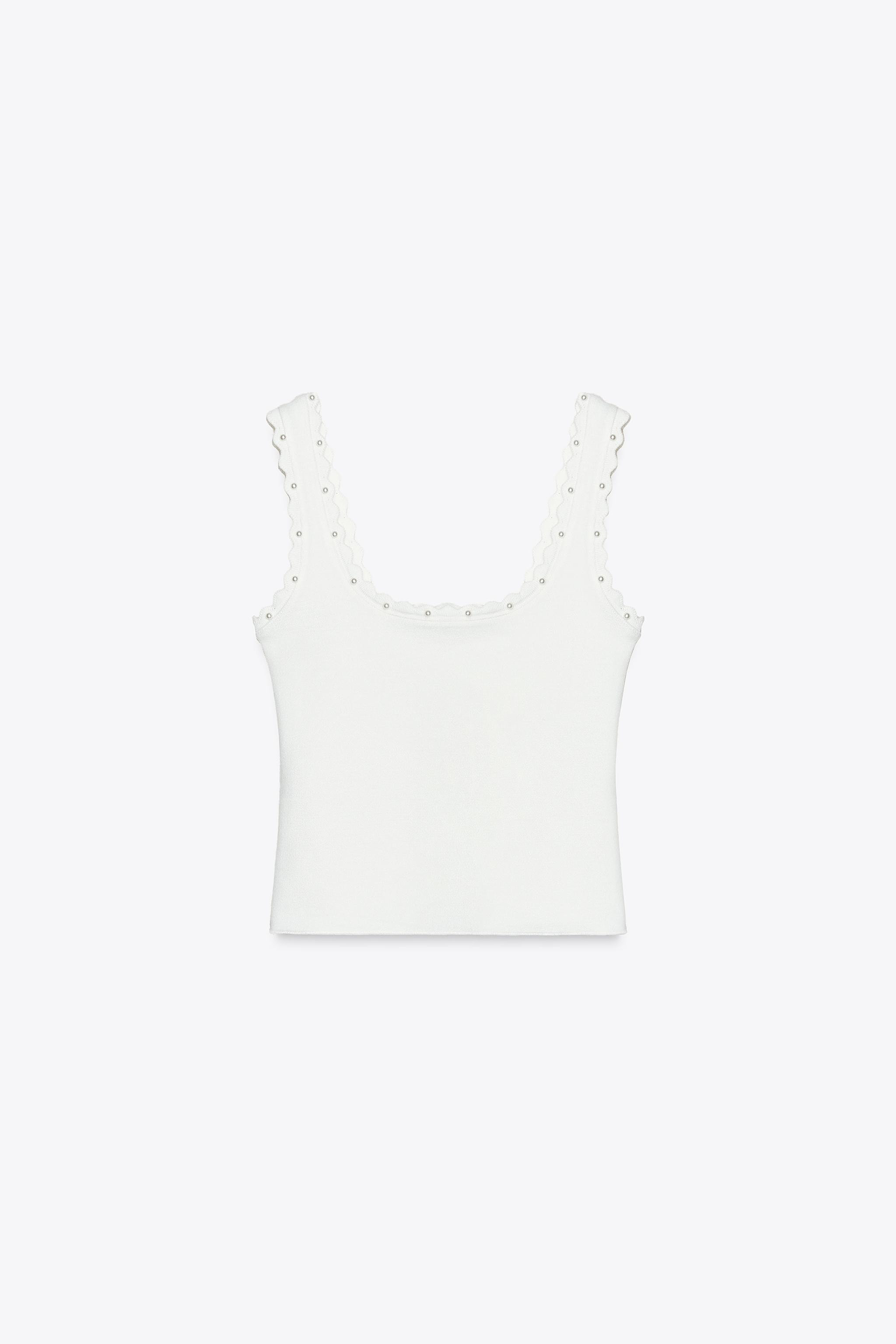 KNITTED TOP WITH FAUX PEARLS | Zara UK