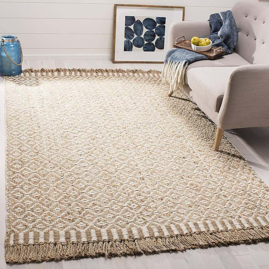 SAFAVIEH Natural Fiber Collection Area Rug - 9' x 12', Natural & Ivory, Handmade Boho Farmhouse F... | Amazon (US)