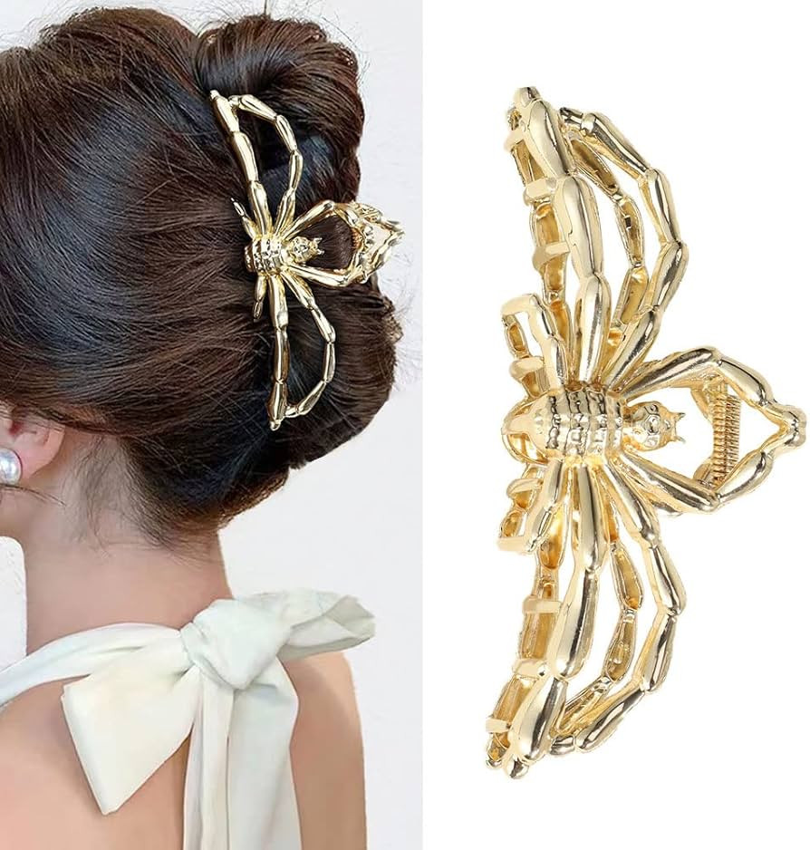 Spider Hair Clips, Claw Clips for Women and Girls, French Gold Large Spider Fashion Nonslip Desig... | Amazon (US)