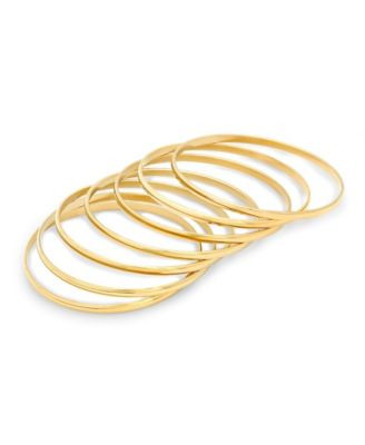 Steeltime Ladies 18K Gold Plated Stainless Steel Bangle Set, 7 Piece - Gold-Plated | Macy's
