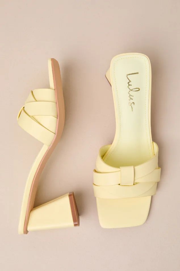 Maxence Butter Yellow Strappy High Heel Slide Sandals | Lulus