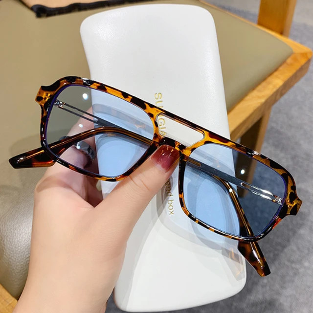 Óculos de sol Vintage Blue Leopard Square para homens e mulheres, óculos masculinos e femininos... | Aliexpress BR (BR)