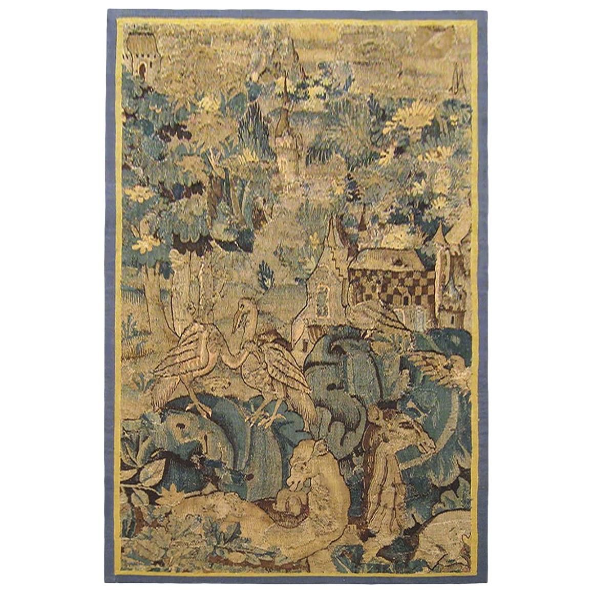 Flemish Verdure Tapestry, by Marche, with Feuilles De Choux Design | 1stDibs
