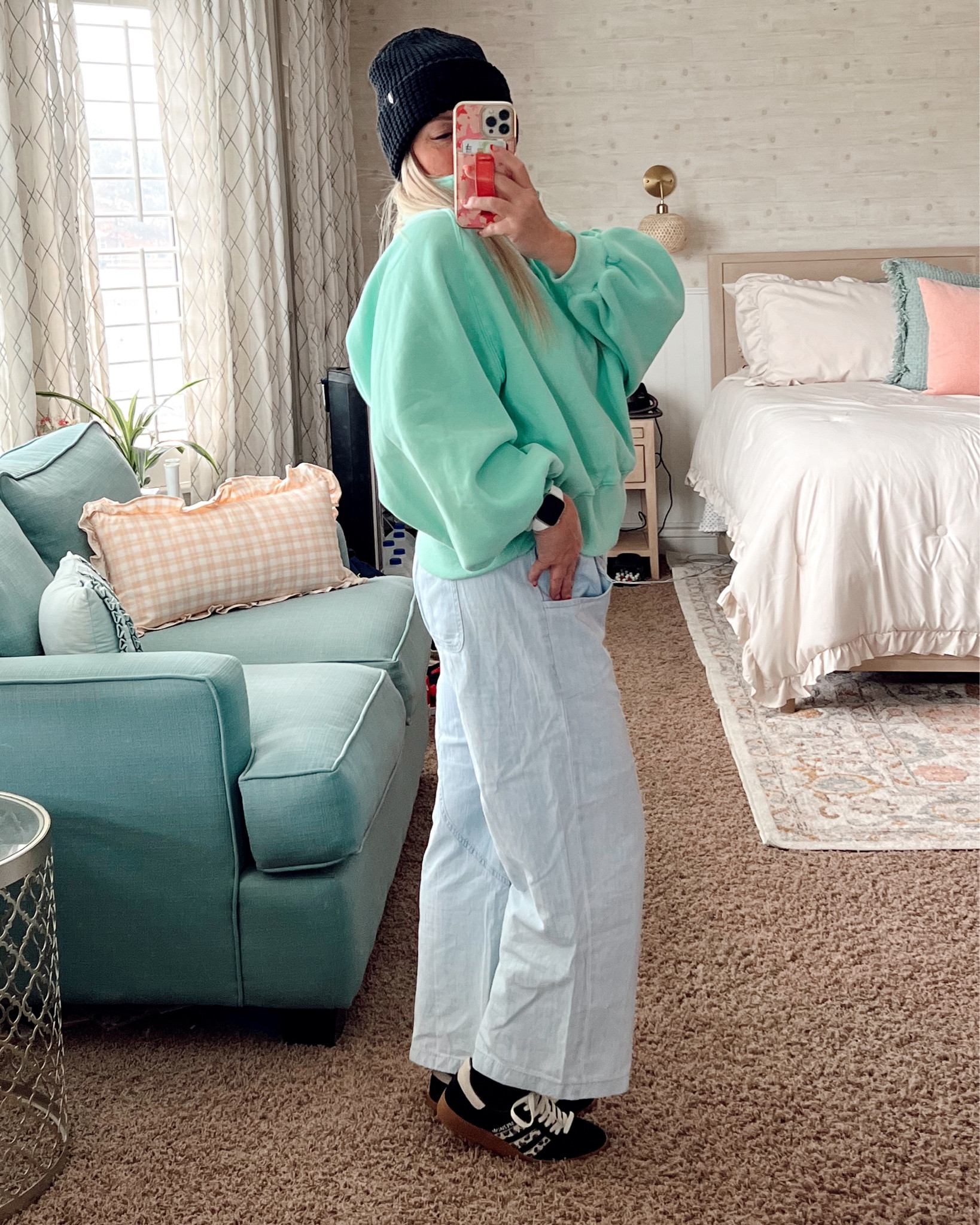 Part 3! 👀of my mint pullover try on! This one is super casual with a very comfy soft denim dupe, cute shoes and beanie!
.
I can’t say enough about how comfy these pants are! I love them! Slightly cropped, soft denim feel, so comfy and great quality! 
.
#ootd #ootdfashion #amazonfashion #amazoninfluencer #momstyle #momstyleinspo #over40fashion #affordablefashion #newlook #flatteringfit #utahfashion #momfashion #momootd #casualfashion #errandfashion #workathomefashion #over40style #comfyclothes #denim #jeans #ldsfashion #modestfashion #adidas #blacksndleopatd #sneakers #beanie 

#LTKFindsUnder50 #LTKOver40
