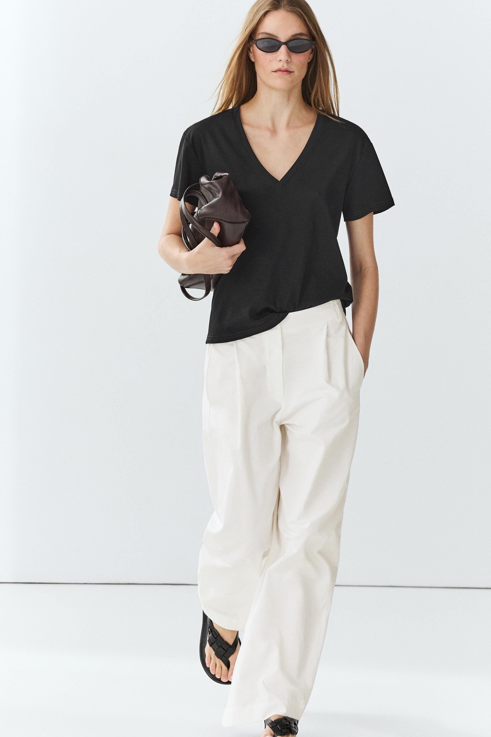 Flowing V-neck T-shirt | Massimo Dutti US