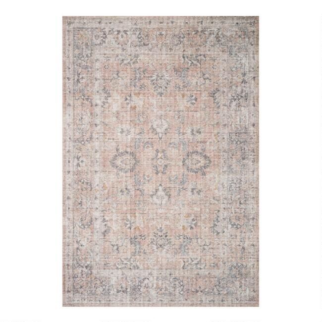 Blush and Blue Persian Style Chelsea Area Rug | World Market