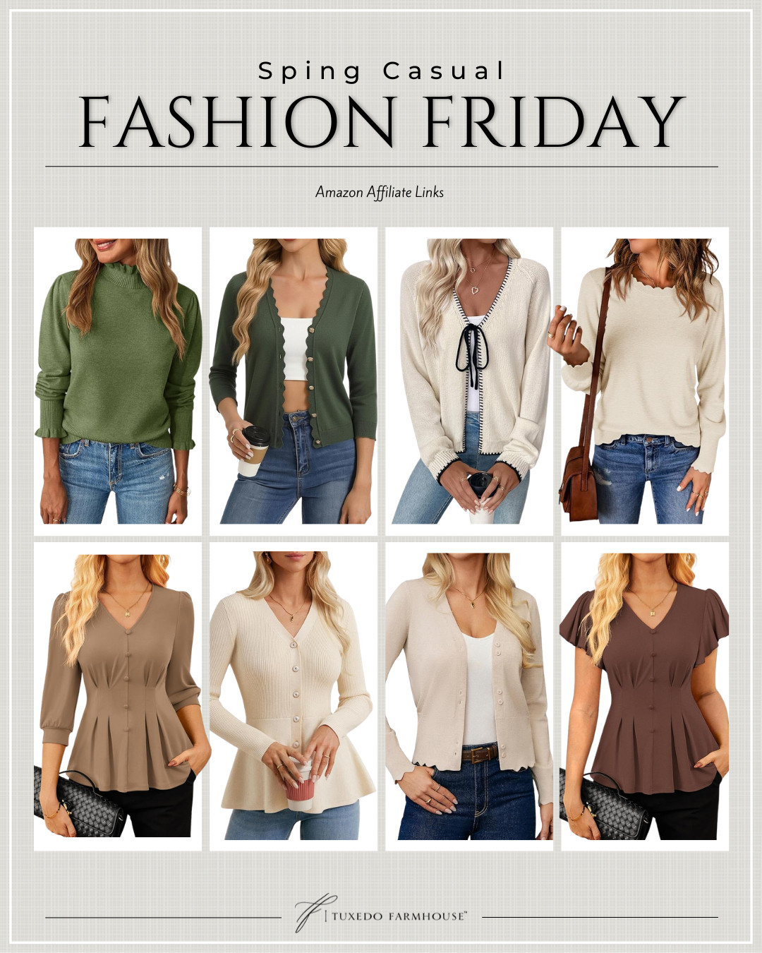 Spring staples you’ll wear on repeat 🌿🤍

Easy knits, soft cardigans, and flattering everyday tops in the prettiest neutral + earthy tones—these are the pieces that make getting dressed effortless. Perfect for layering now and transitioning all season long ✨

Casual, comfortable, and still put-together… exactly how spring style should feel 🙌🏼

#LTKstyle #LTKspring #amazonfashion #casualstyle #springoutfits #everydaystyle #neutralstyle 

 #LTKSeasonal #LTKSaleAlert