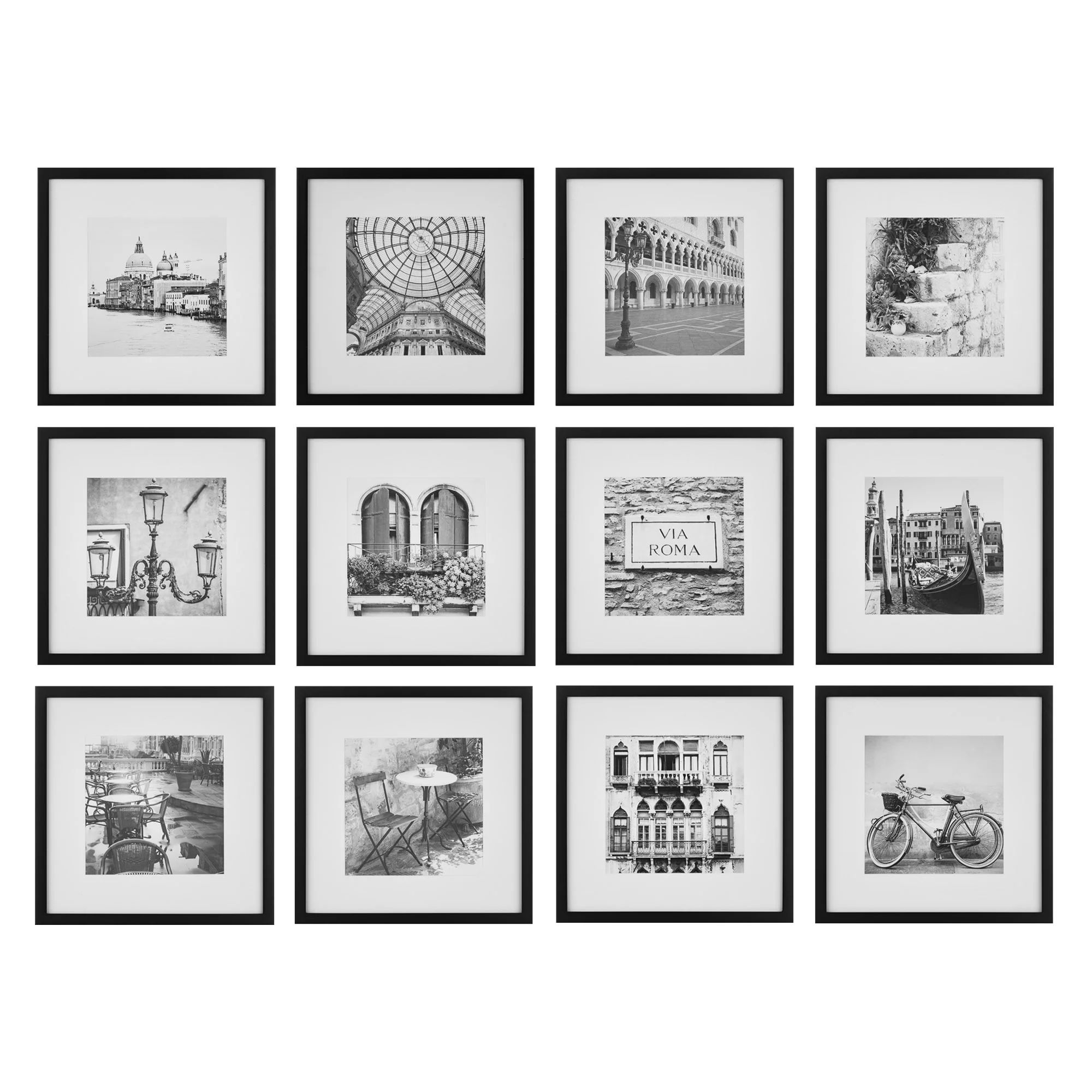 Gallery Perfect 12 Pc Black Square Photo Gallery Wall Picture Frame Set with Hanging Template, 8"... | Walmart (US)