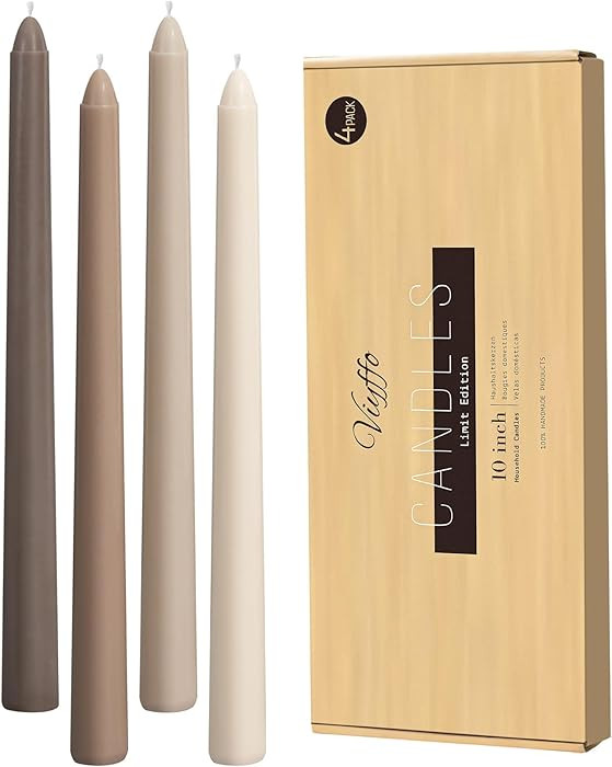 Viyffo Taper Candles 10 Inch Brown 4 Pack Unscented, Smokeless Long Tall Tapered Candlesticks Wed... | Amazon (US)