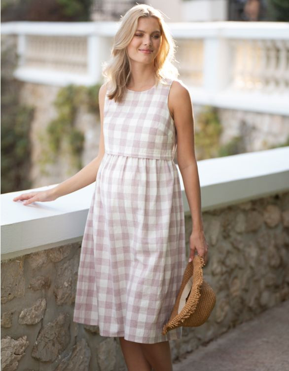 Sleeveless Gingham Maternity to Nursing Shift Dress | Seraphine 