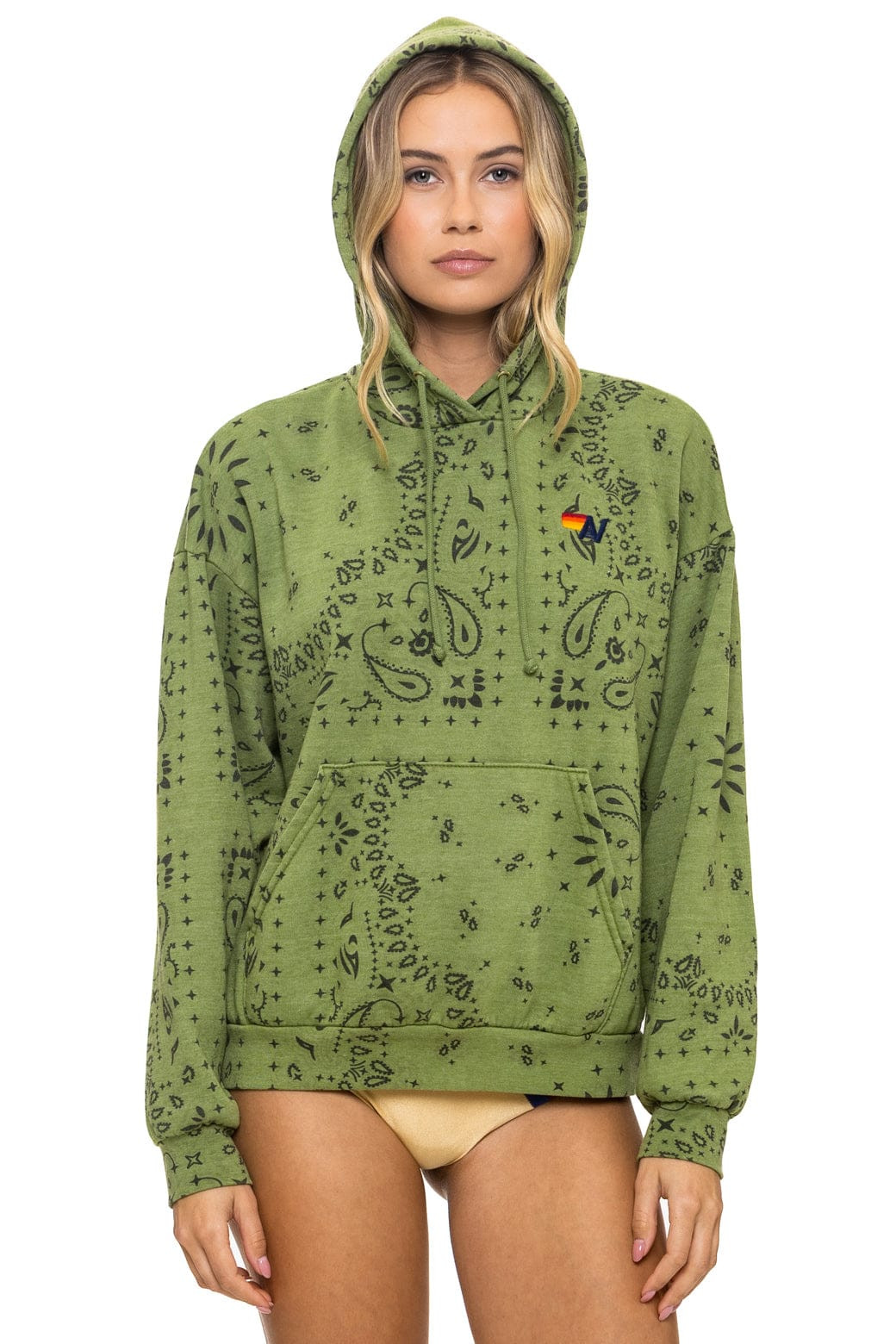 BANDANA RELAXED PULLOVER HOODIE - JUNGLE GREEN | Aviator Nation