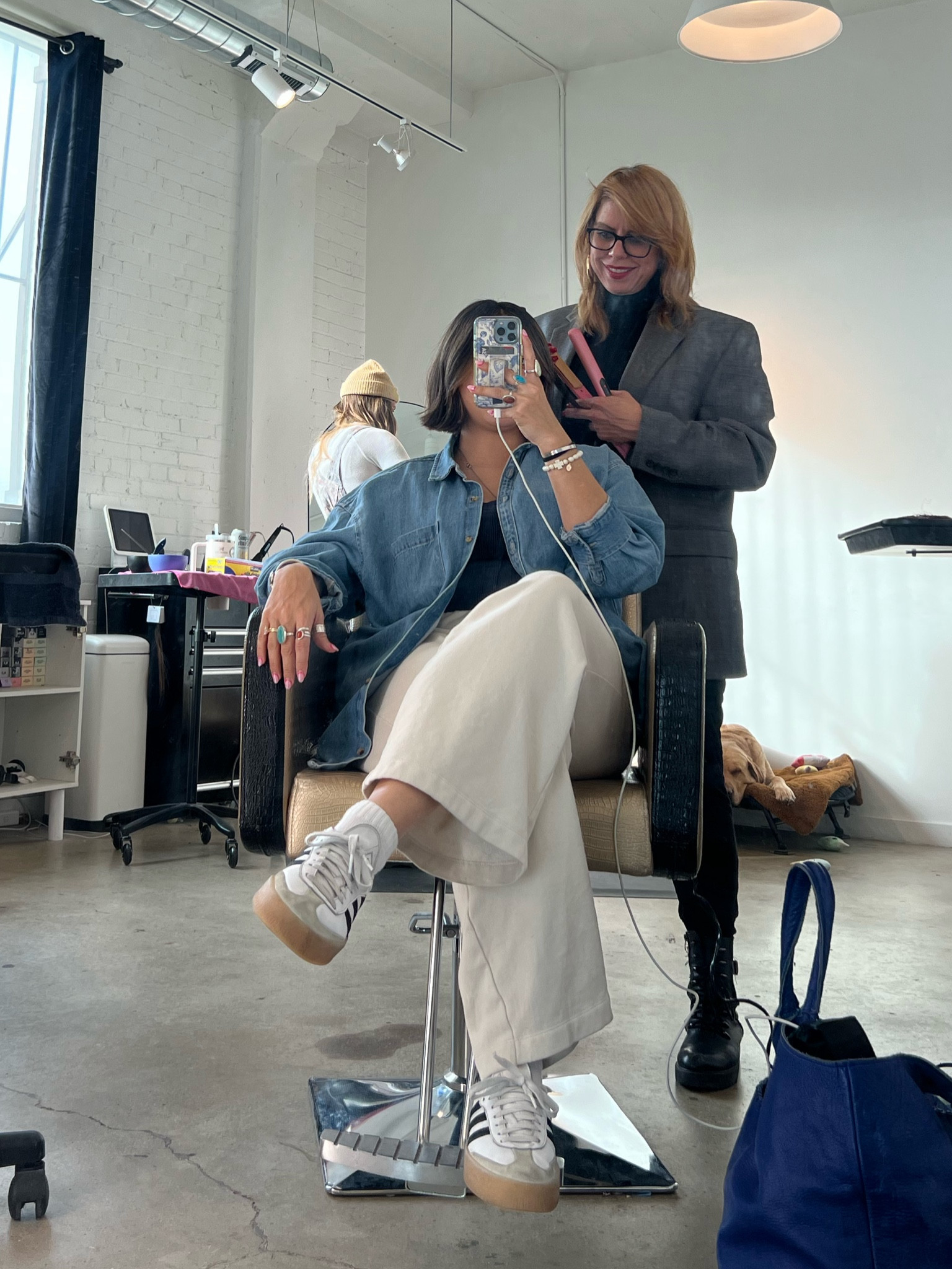 super cozy and casual outfit! old navy sweats and denim jacket ! 